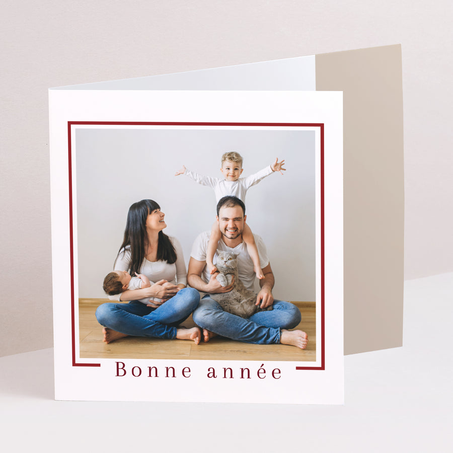 Carte de voeux Fin d'année Double volet asymétrique Cadre Familial photo