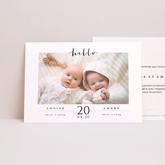 Faire-part Naissance Paysage Hello twins photo