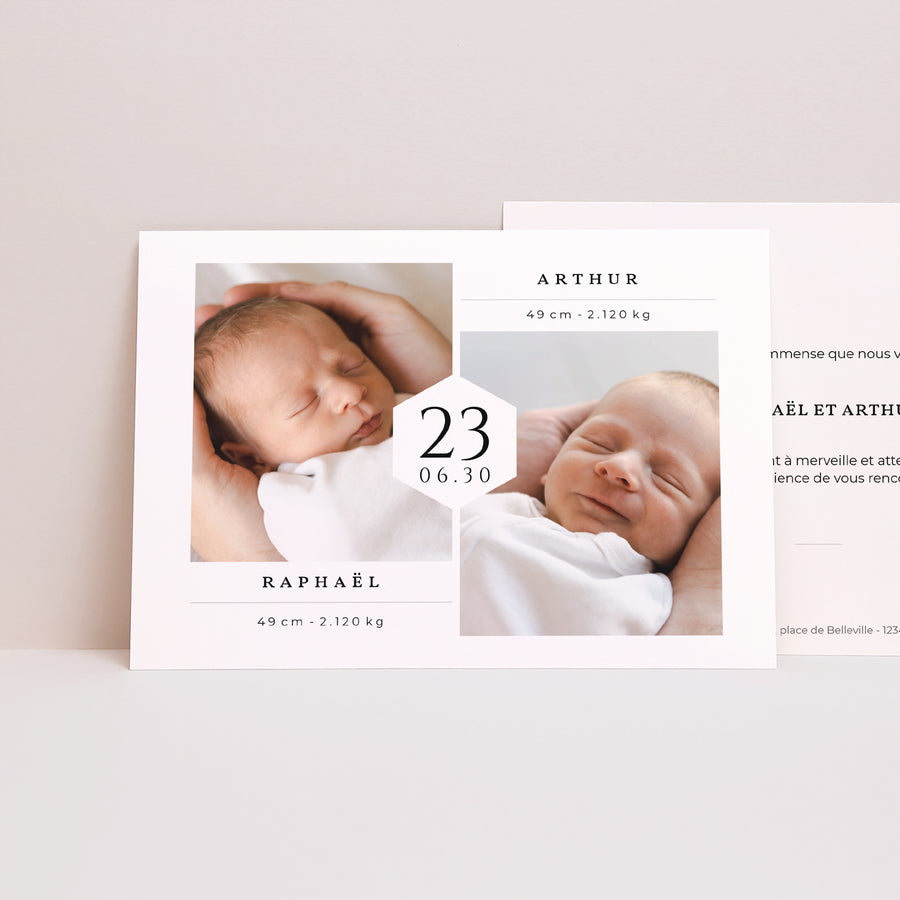 Faire-part Naissance Paysage Twins photo