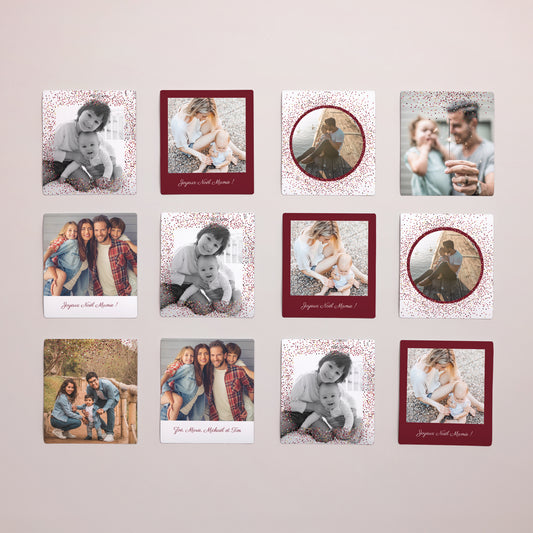 Tirage photo Fin d'année Lot de 12, magnétique Cadre & Paillettes photo