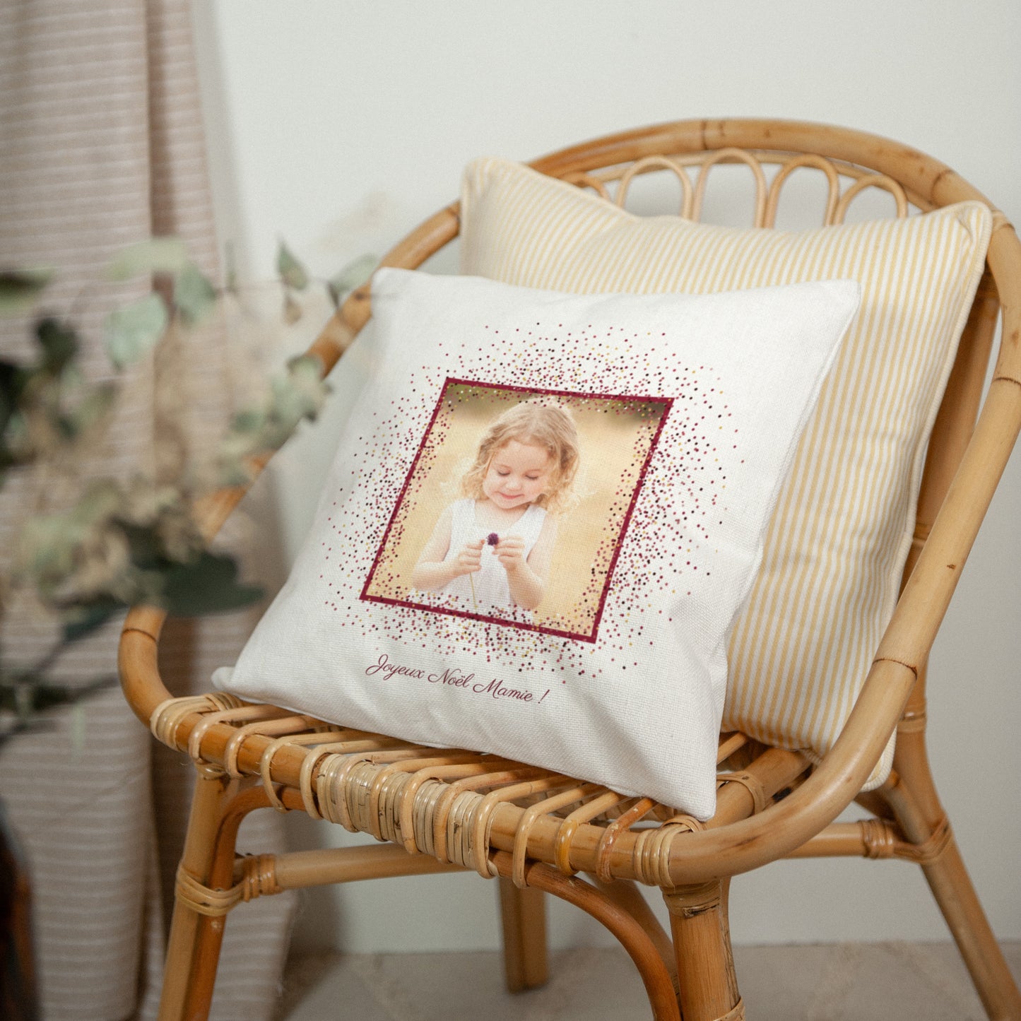 Coussin Fin d'année Beige naturel Cadre & Paillettes photo N° 2