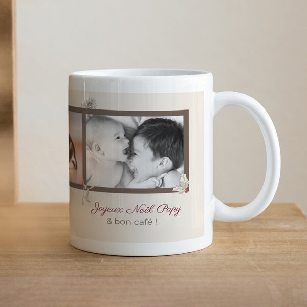Mug Objets Blanc Feuilles & Branches de Noël photo