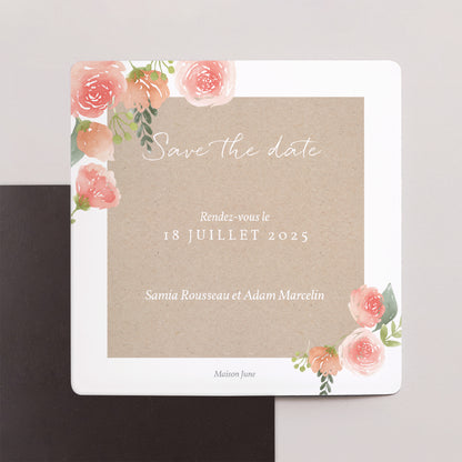 Save the date Mariage Lot de 9, magnétique Champêtre Pêche photo N° 1