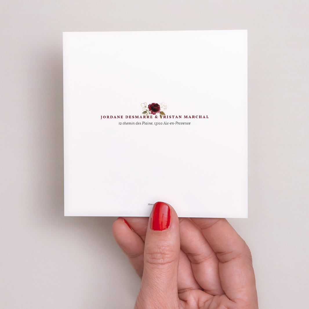 Save the date Mariage Carré Fleurs Marsala photo N° 3