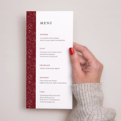 Menu Mariage Panoramique portrait Fleurs Marsala photo N° 2