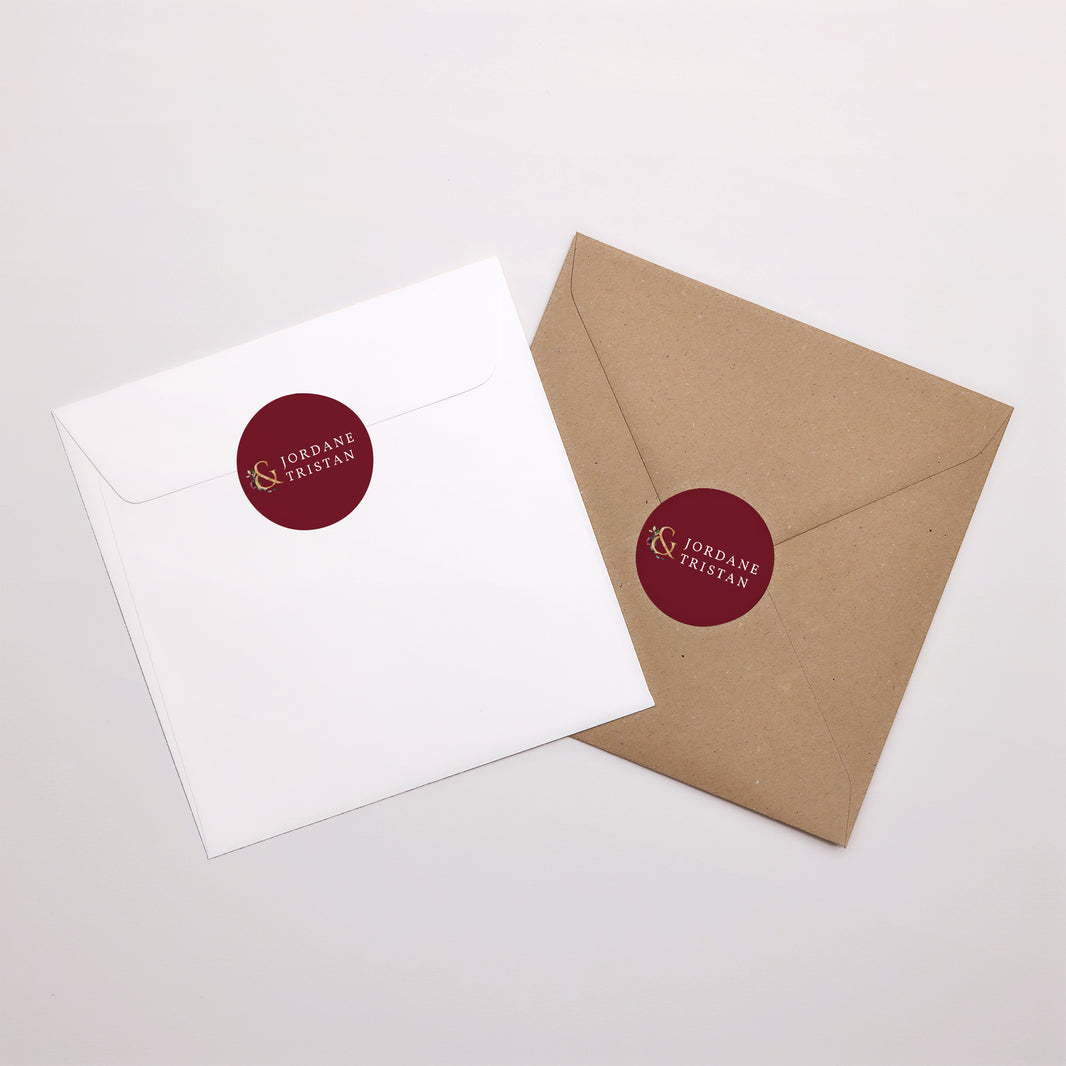 Sticker Mariage Rond Fleurs Marsala photo N° 1