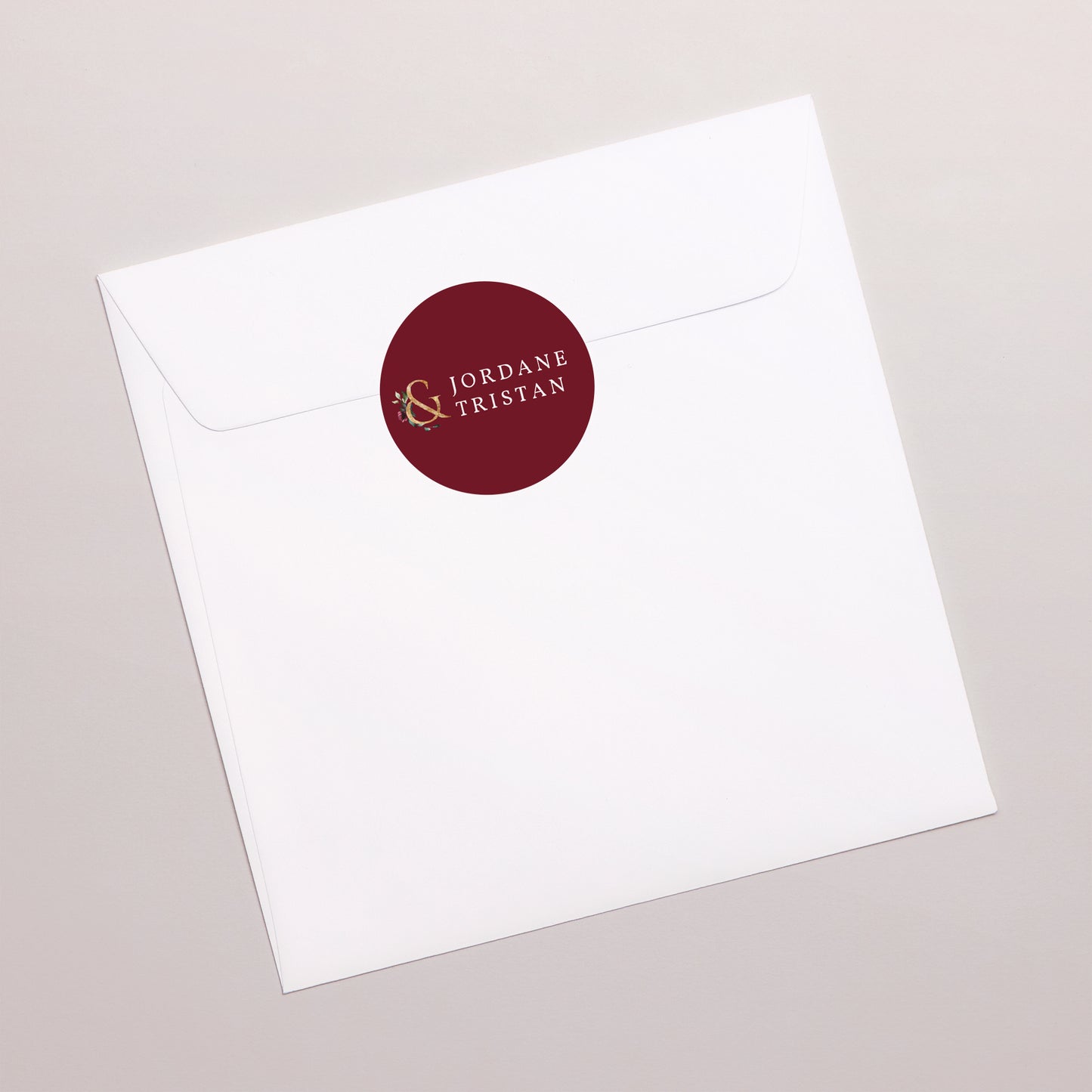 Sticker Mariage Rond Fleurs Marsala photo N° 3