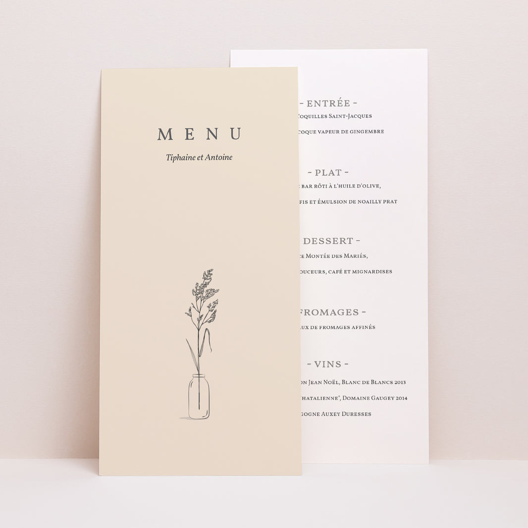 Menu Mariage Panoramique portrait Brin d'Amour photo N° 1