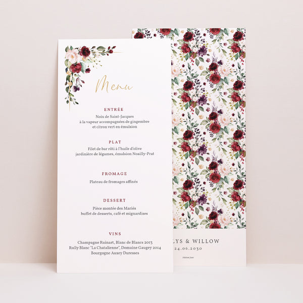 Menu Mariage Panoramique portrait Couronne Marsala photo