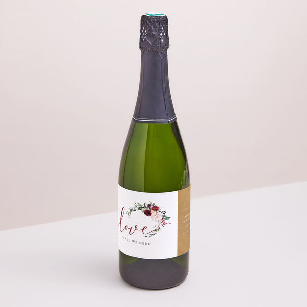 Etiquette bouteille Mariage Paysage Couronne Marsala photo