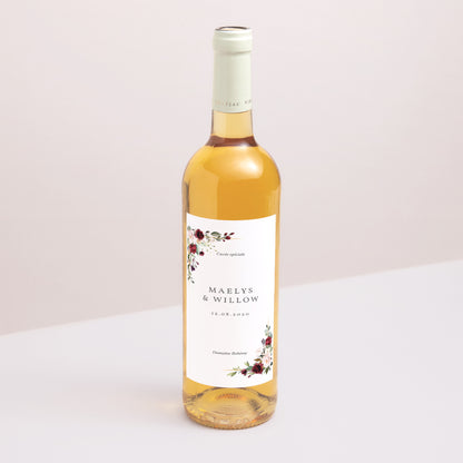 Etiquette bouteille Mariage Portrait Couronne Marsala photo N° 1