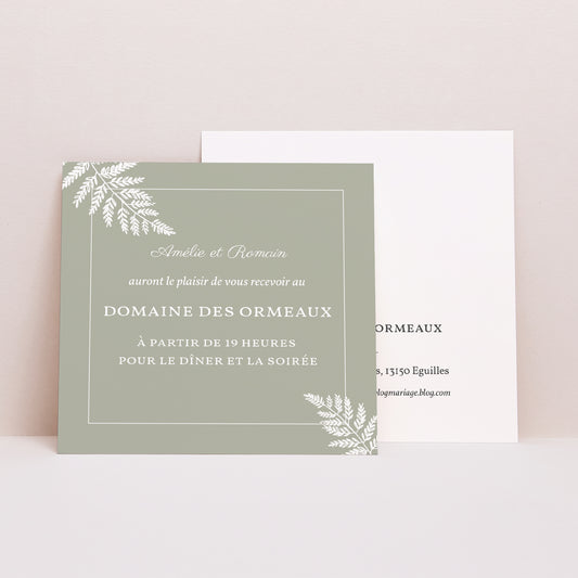 Invitations Mariage Carré Elégantes Fougères photo