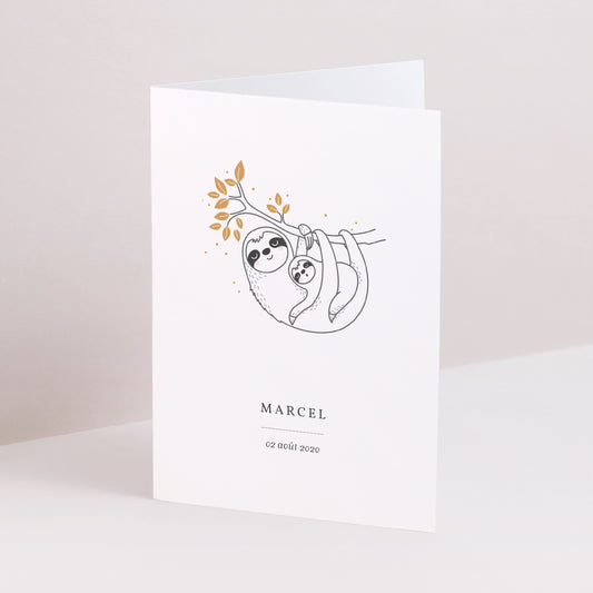 Faire-part Naissance Double volet portrait Petit paresseux photo