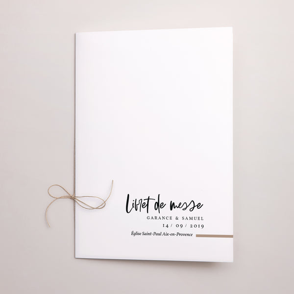 Livret de messe Mariage Double volet Effet Brush photo