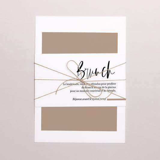 Faire-part Mariage 3 cartes, ruban Effet Brush photo