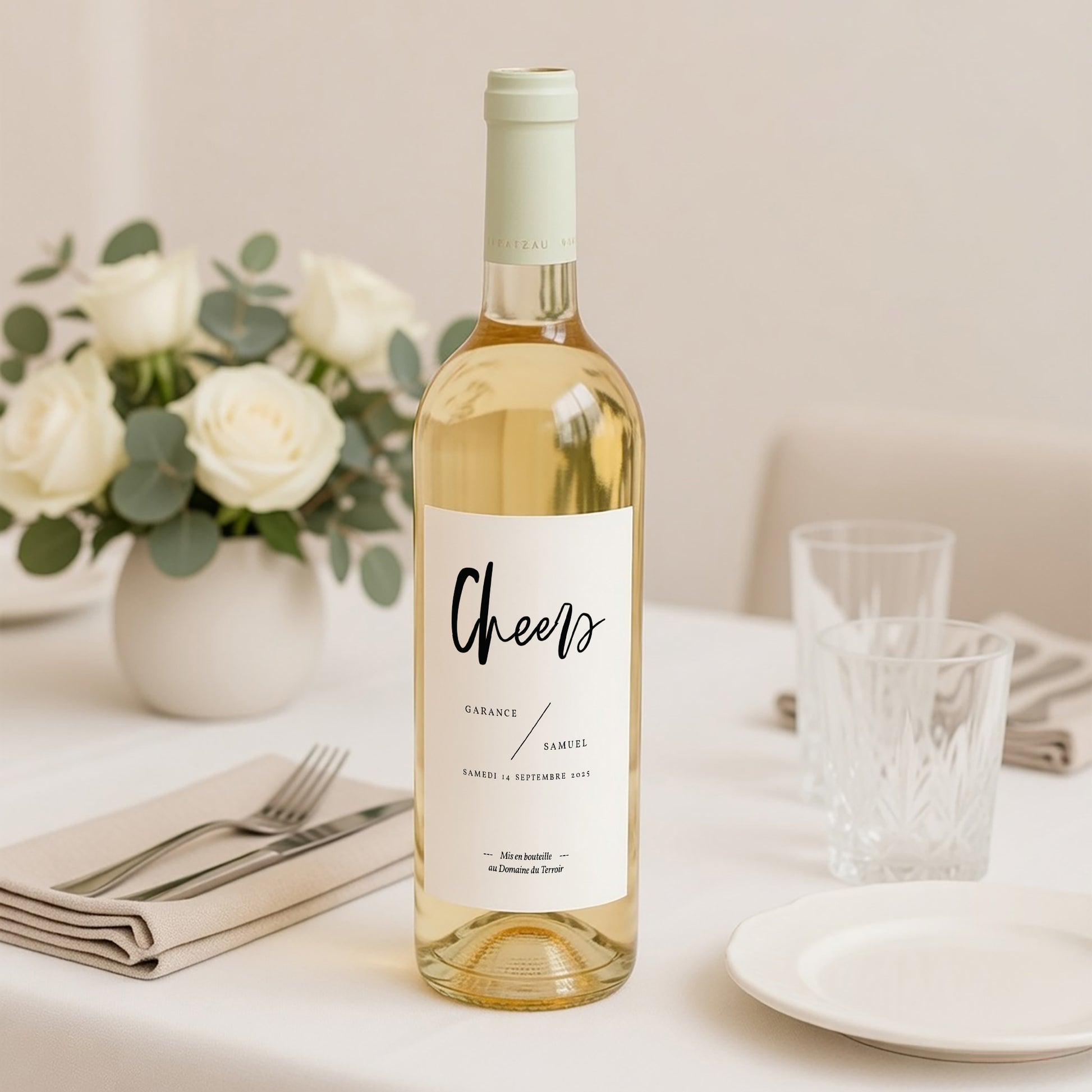 Etiquette bouteille Mariage Portrait Effet Brush photo N° 2