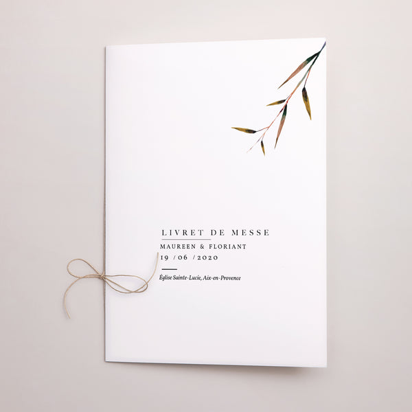 Livret de messe Mariage Double volet Lin & Moutarde photo