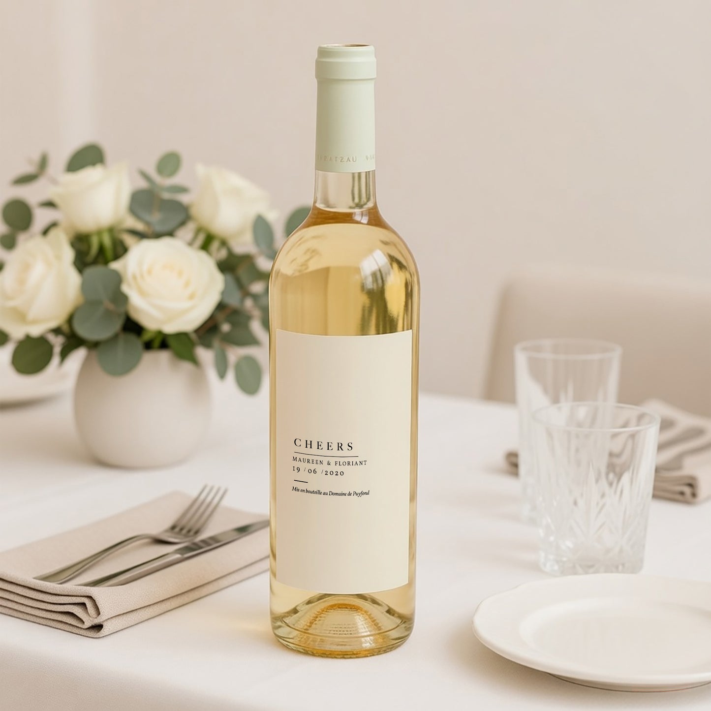 Etiquette bouteille Mariage Portrait Lin & Moutarde photo N° 2