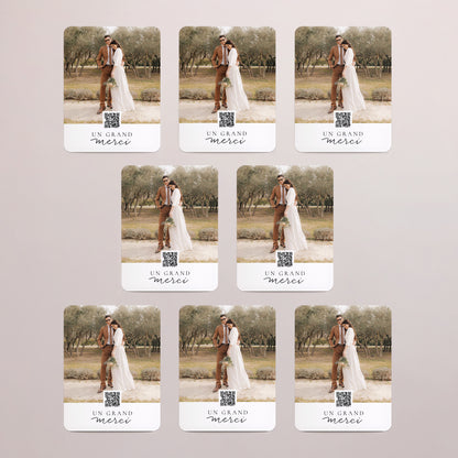 Remerciements Mariage Lot de 8, magnétique, rectangle coins arrondis Calligraphie Cannelle photo N° 3