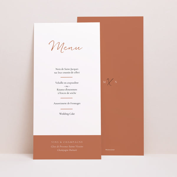 Menu Mariage Panoramique portrait Calligraphie Cannelle photo