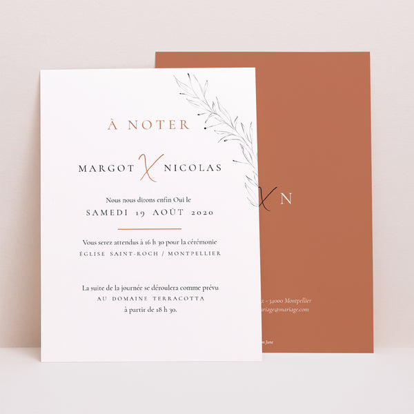 Invitations Mariage Portrait Calligraphie Cannelle photo