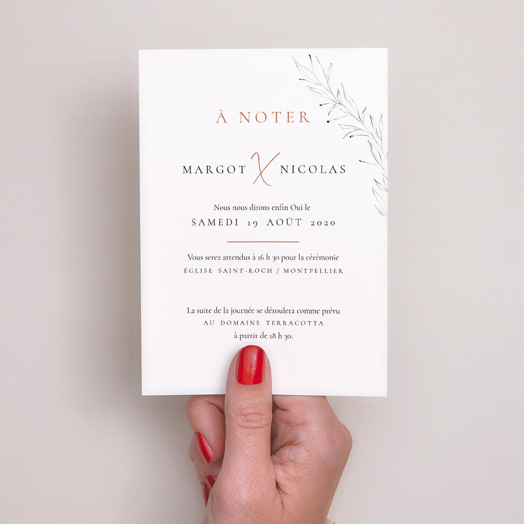 Invitations Mariage Portrait Calligraphie Cannelle photo N° 2