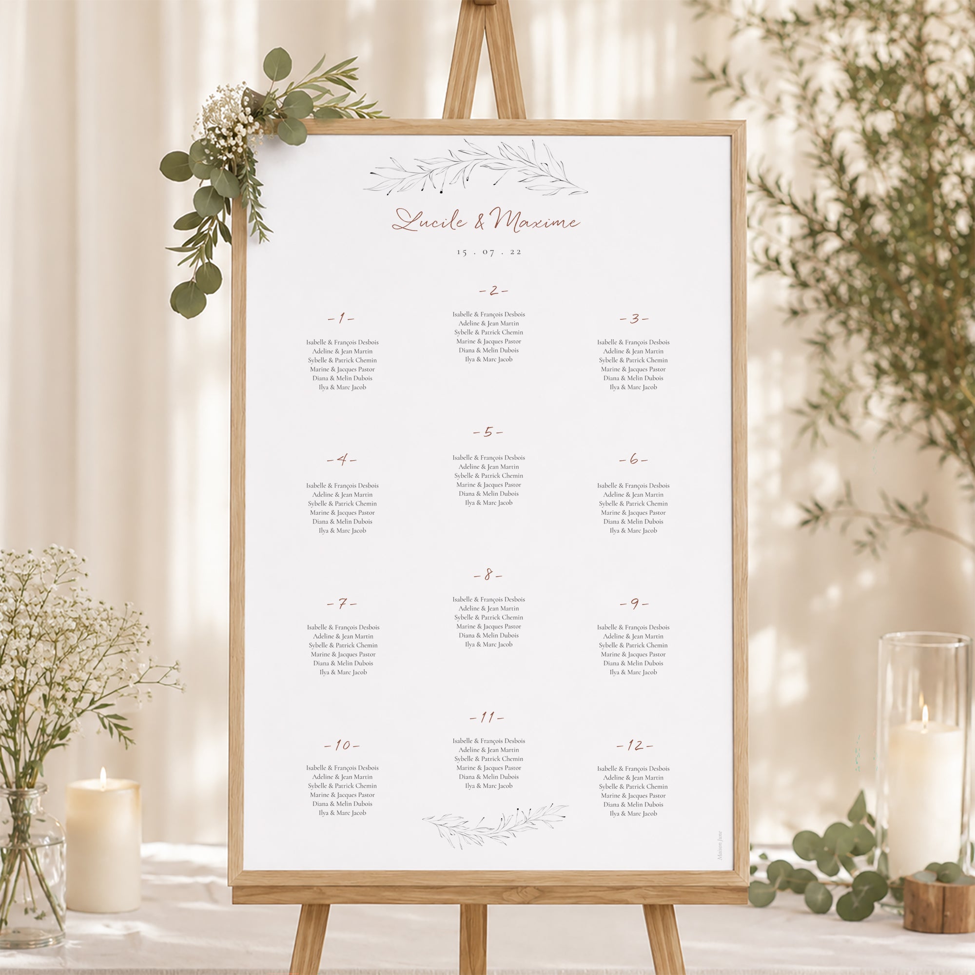 Plan de table Mariage Portrait Calligraphie Cannelle photo N° 1