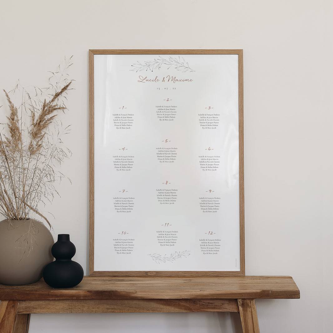 Plan de table Mariage Portrait Calligraphie Cannelle photo N° 2