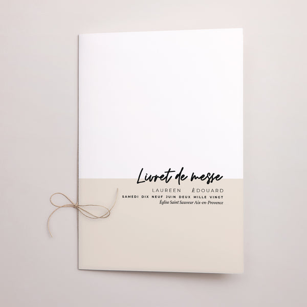 Livret de messe Mariage Double volet Mastic et Majestic photo