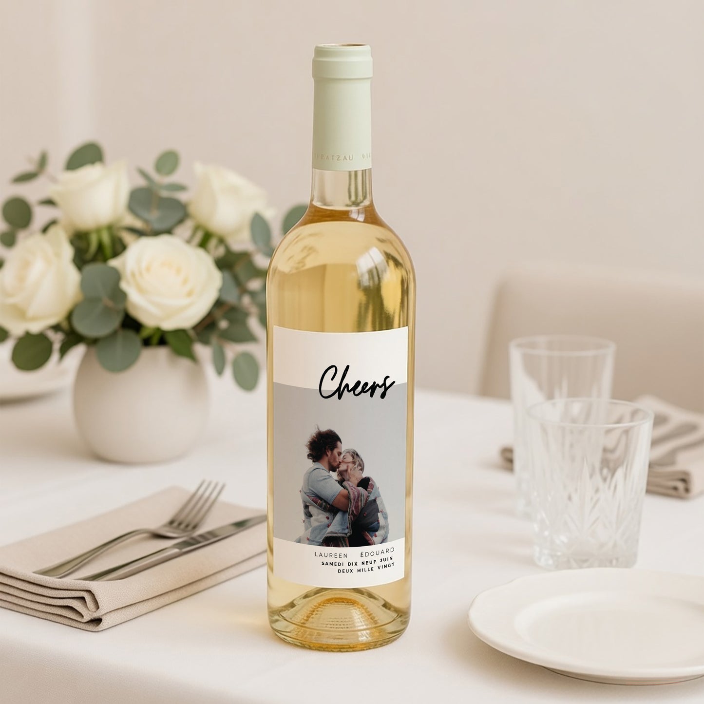 Etiquette bouteille Mariage Portrait Mastic et Majestic photo N° 2