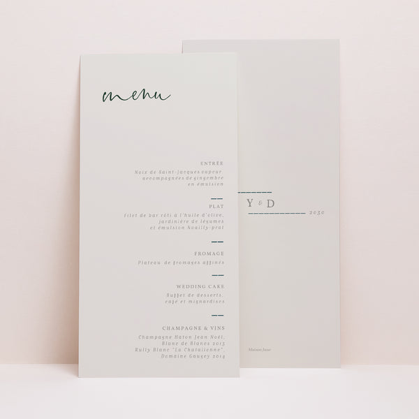 Menu Mariage Panoramique portrait Eucalyptus photo