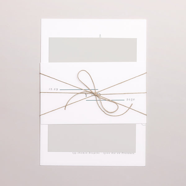 Faire-part Mariage 3 cartes, ruban Eucalyptus photo