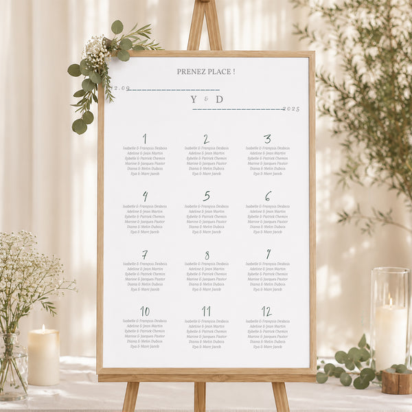 Plan de table Mariage Portrait 60 x 90 cm Eucalyptus photo