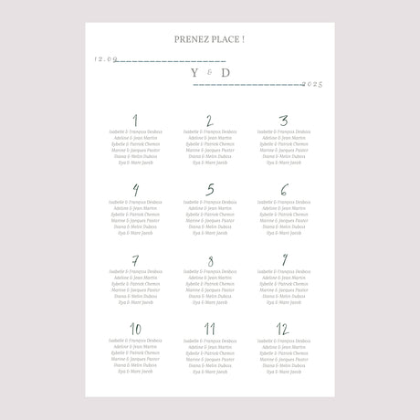 Plan de table Mariage Portrait 60 x 90 cm Eucalyptus