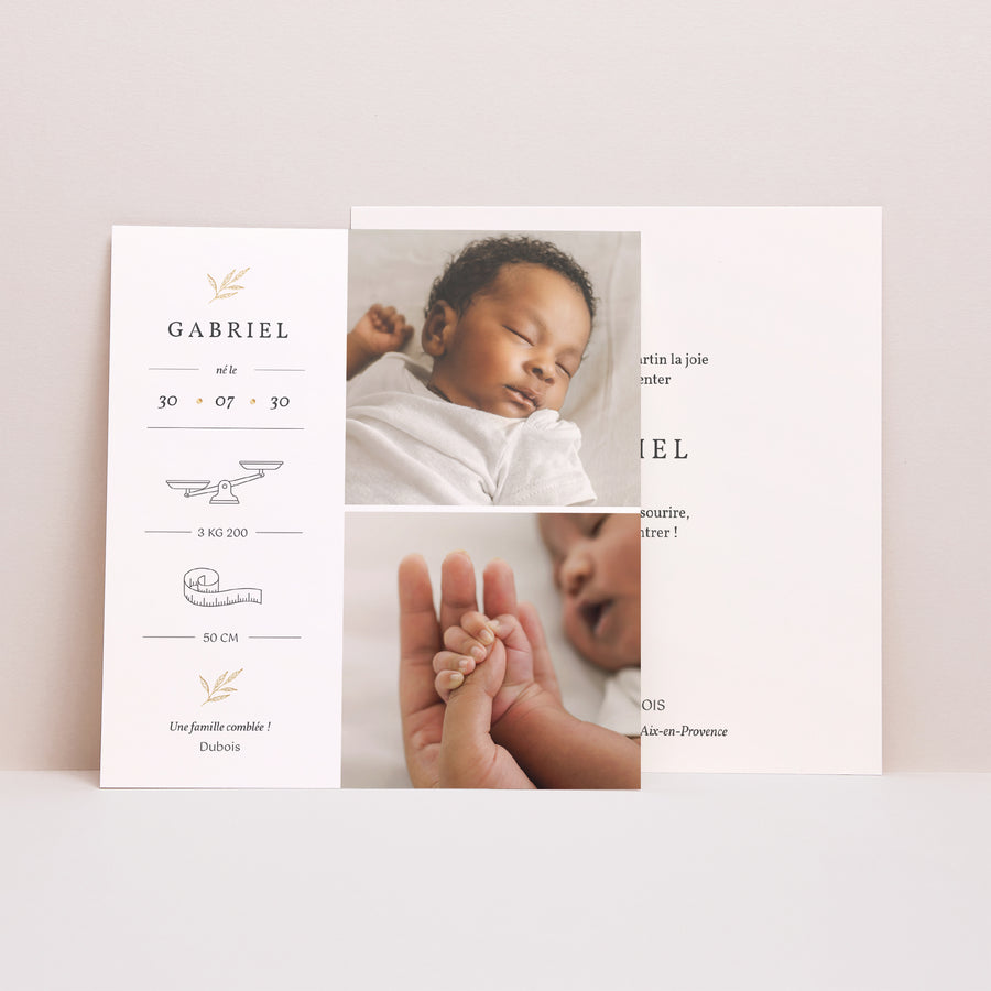 Faire-part Naissance Carré Joli Brin photo