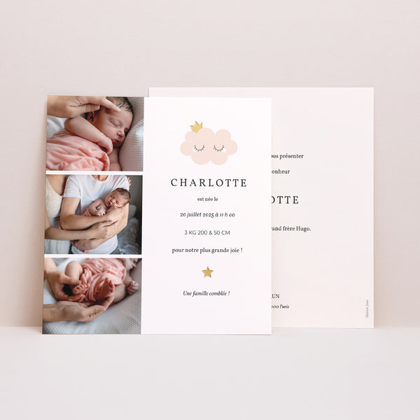 Faire-part Naissance Carré Little Cloud photo