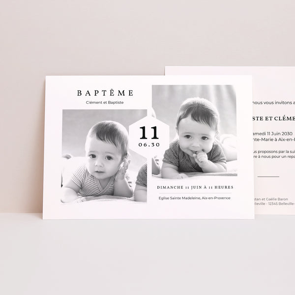 Faire-part Baptême Paysage Double Bénédiction photo