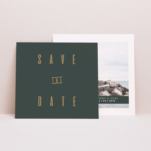 Save the date Mariage Carré Vert & Kraft photo