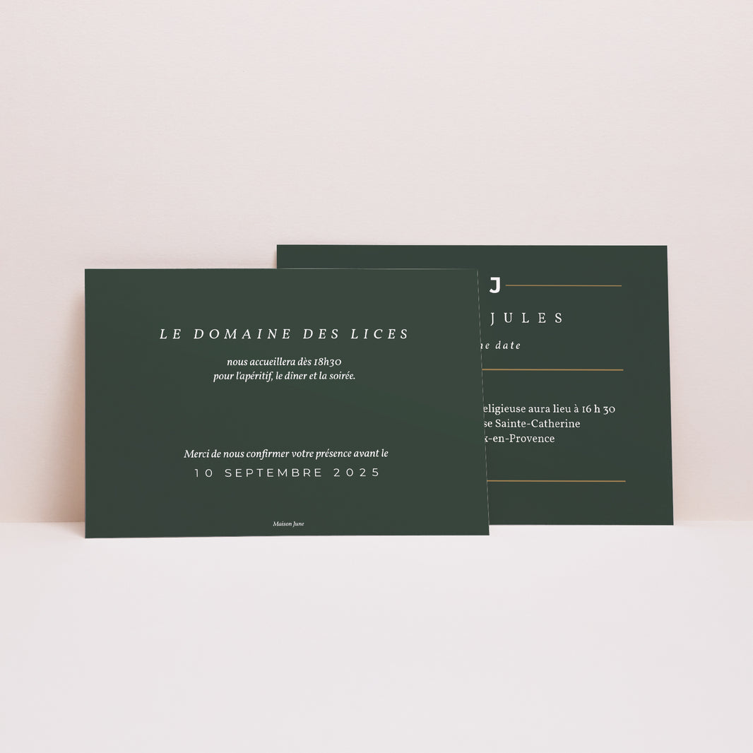 Invitations Mariage Paysage Vert & Kraft photo N° 2