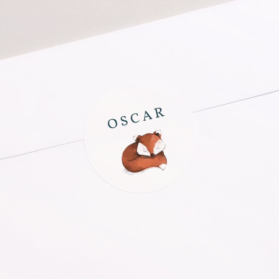 Sticker Naissance Rond Renard Roux photo