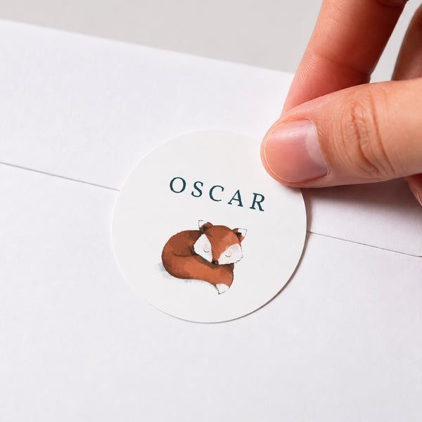 Sticker Naissance Rond Renard Roux photo