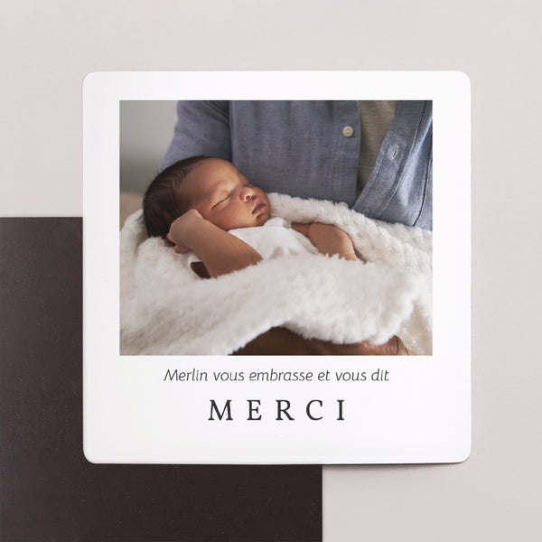 Remerciements Naissance Lot de 9, magnétique Carré et Initiale photo
