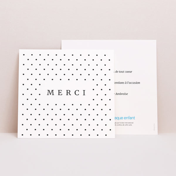 Remerciements Naissance Carré Pois Design photo
