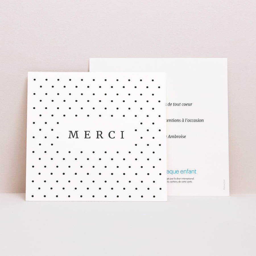 Remerciements Naissance Carré Pois Design photo