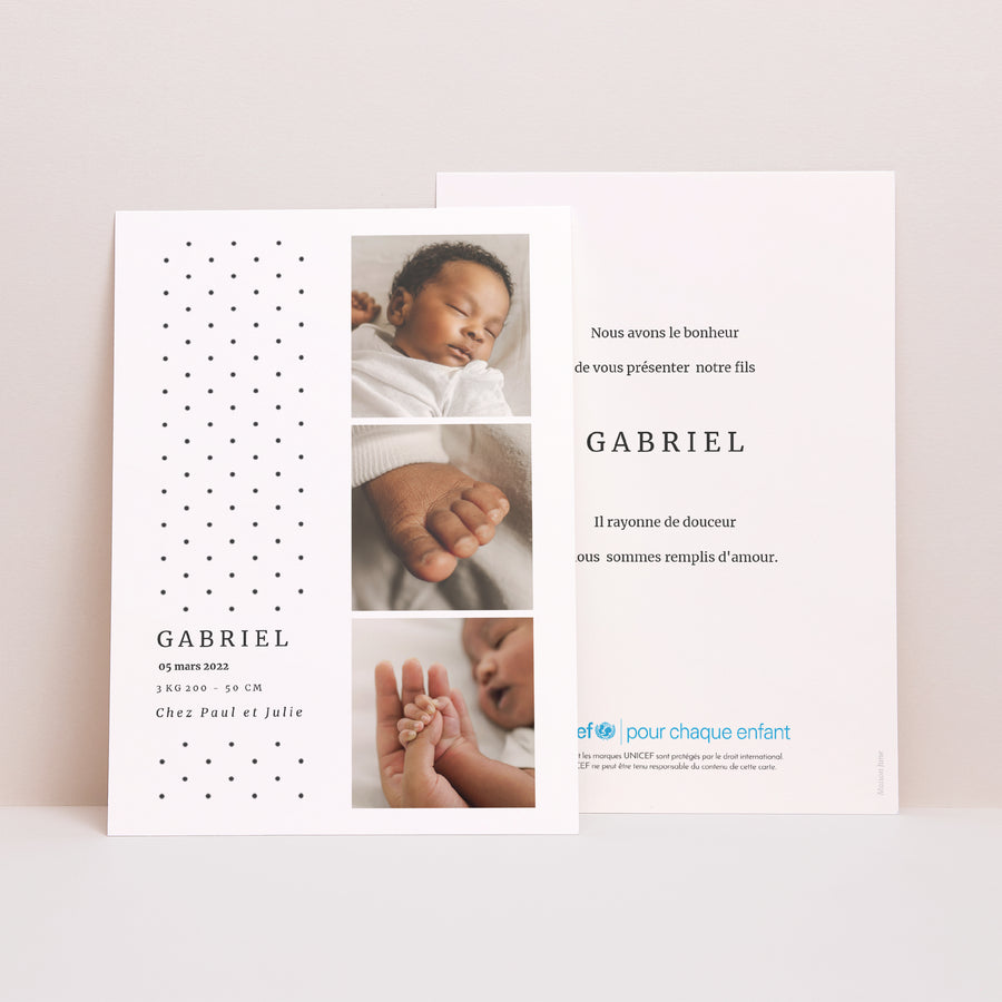 Faire-part Naissance Portrait Pois Design photo