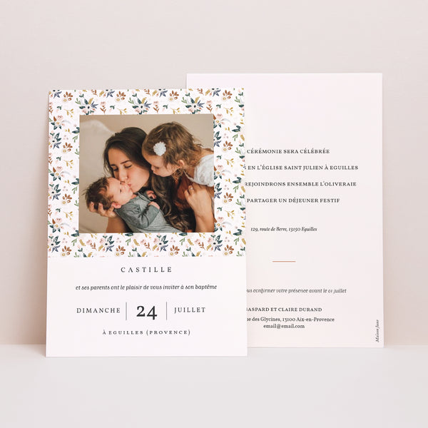 Faire-part Baptême Portrait Liberty Kinfolk photo