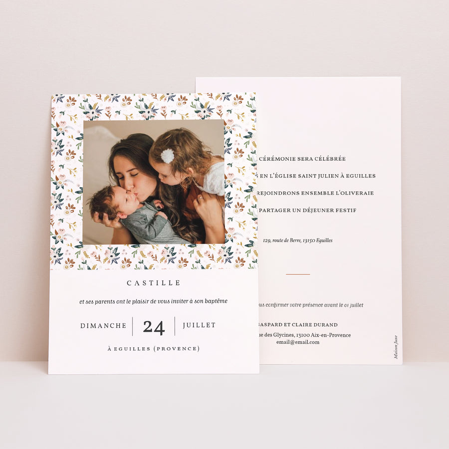 Faire-part Baptême Portrait Liberty Kinfolk photo