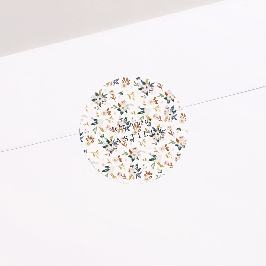 Sticker Baptême Rond Liberty Kinfolk photo