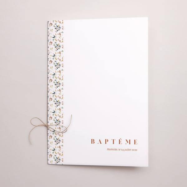 Livret de messe Baptême Double volet Vintage flower photo