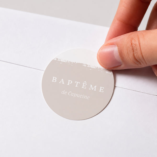 Sticker Baptême Rond Bicolore Brush photo